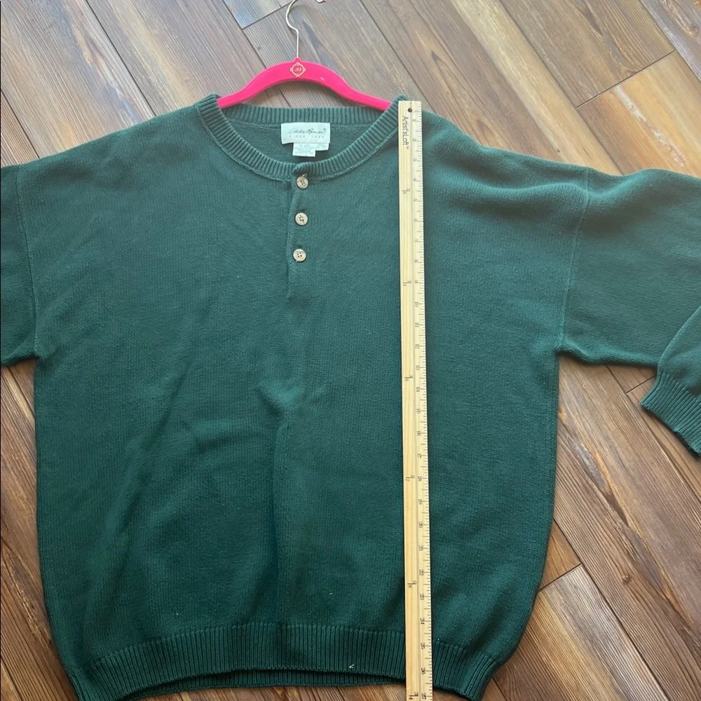 Eddie Bauer Classic Forest Green Crewneck Henley Sweater XL - Picture 8 of 8